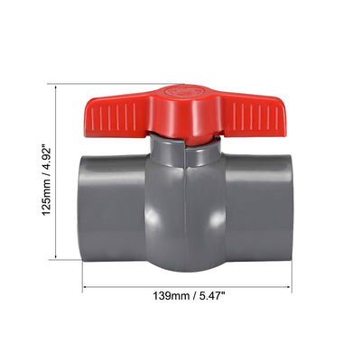 Harfington PVC Ball Valve Supply Pipe Knob Threaded Ends Inner Hole Diameter