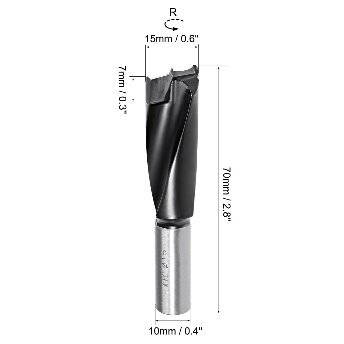 Harfington Brad Point Drill Bits for Wood 15mm x 70mm Forward Turning HSS for Woodworking Carpentry Drilling Tool