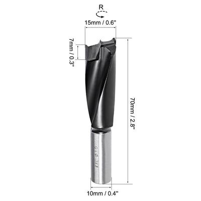Harfington Brad Point Drill Bits for Wood 15mm x 70mm Forward Turning HSS for Woodworking Carpentry Drilling Tool
