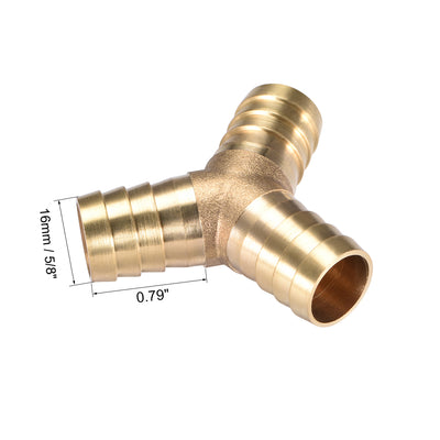 Harfington 16mm or 5/8" ID Brass Barb Splicer Fitting,Y-Shaped 3Way,Barb Hose Fitting