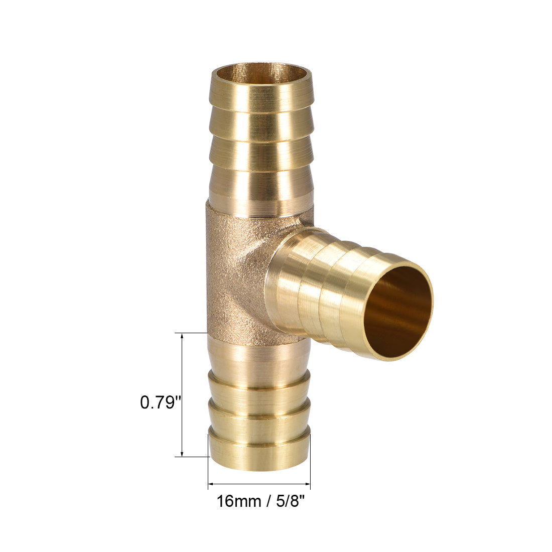 Harfington 16mm or 5/8" ID Brass Barb Splicer Fitting,T-Shaped 3Way,Barb Hose Fitting,2pcs