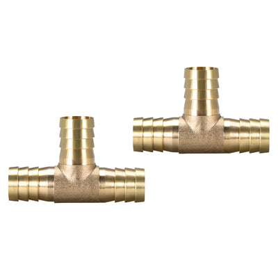 Harfington 16mm or 5/8" ID Brass Barb Splicer Fitting,T-Shaped 3Way,Barb Hose Fitting,2pcs