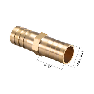 Harfington 14mm ID Brass Barb Splicer Fitting,Straight Barb Hose Fitting