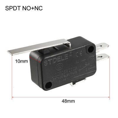 Harfington 15A 250VAC Black V-152-1C25 Straight Lever Miniature Micro Switch