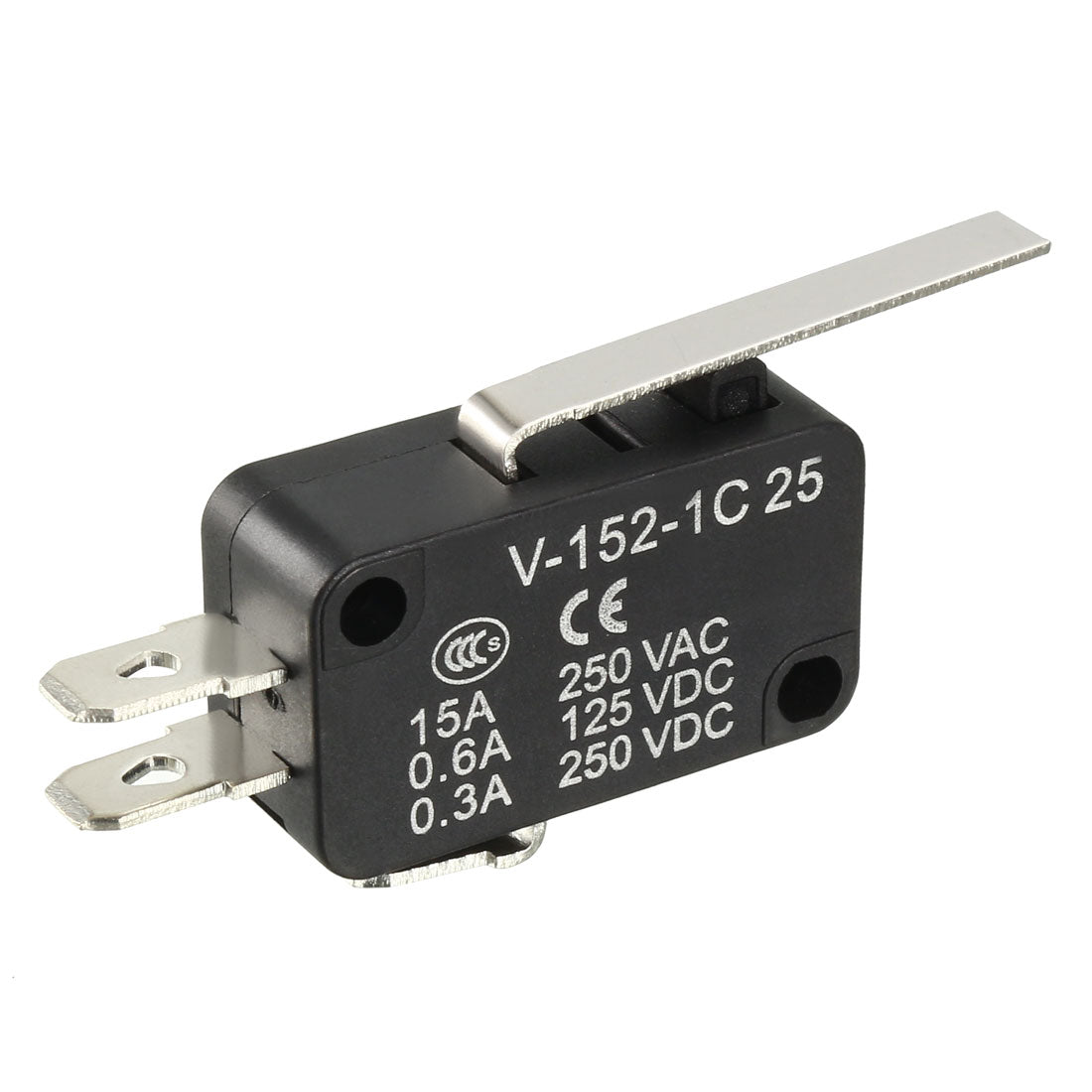 Harfington 15A 250VAC Black V-152-1C25 Straight Lever Miniature Micro Switch