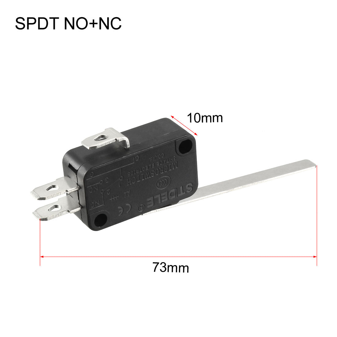 Harfington 15A 250VAC Black V-153-1C25 Long Straight Lever Miniature Micro Switch