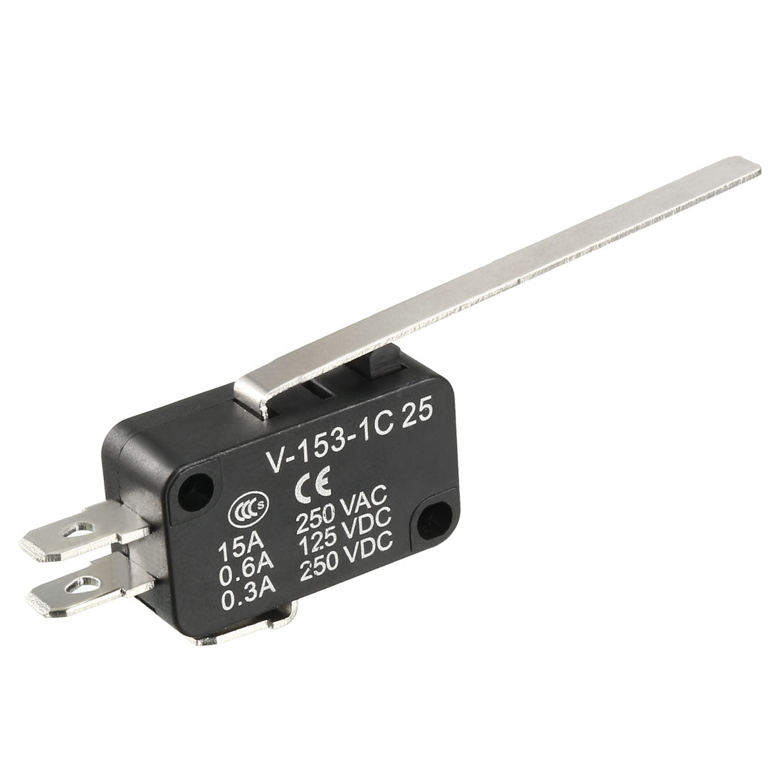 Harfington 15A 250VAC Black V-153-1C25 Long Straight Lever Miniature Micro Switch