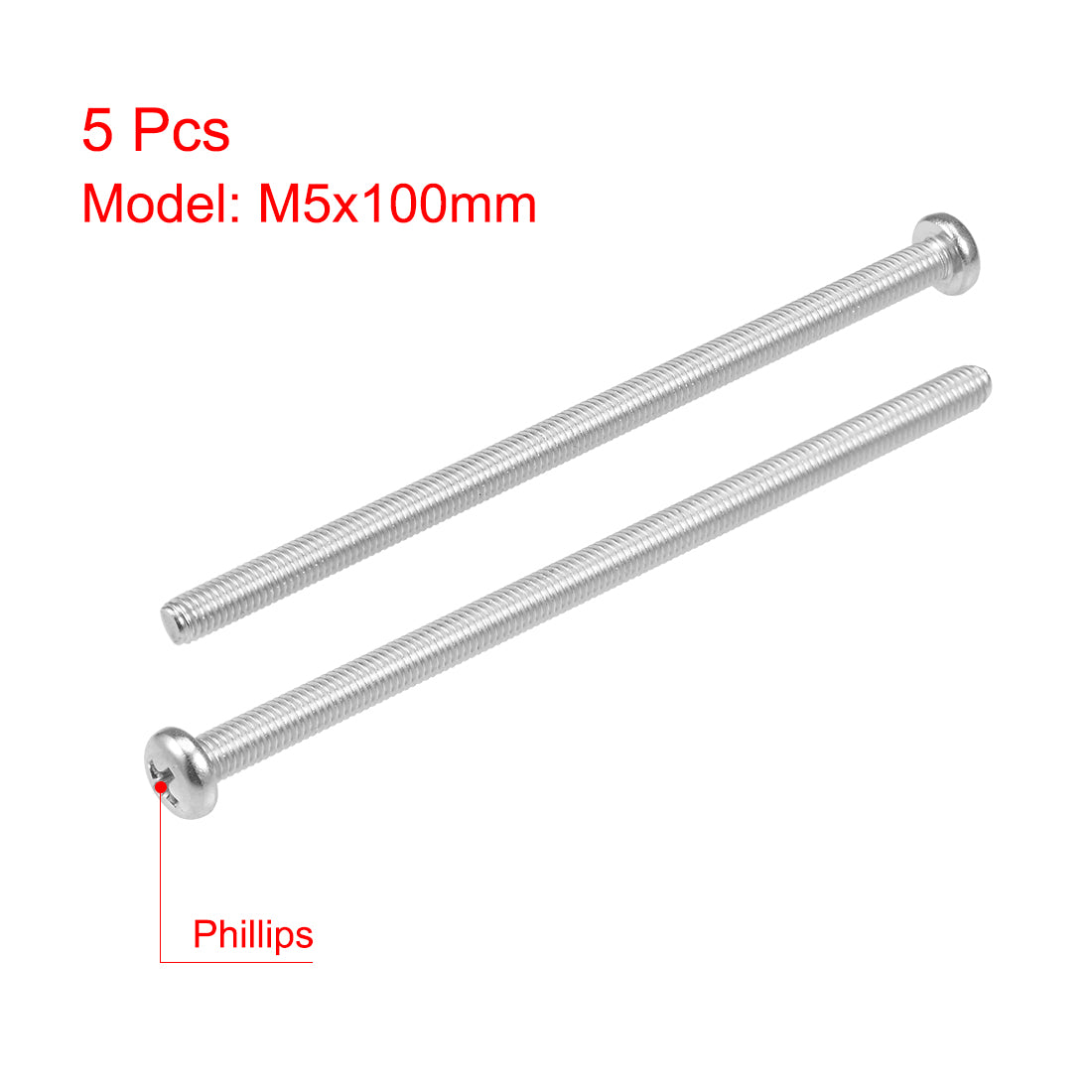 Harfington Machine Screws Pan Phillips Cross Head Screw 304 Stainless Steel Fasteners Bolts, 5Pcs