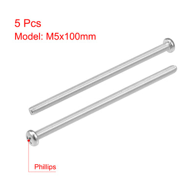 Harfington Machine Screws Pan Phillips Cross Head Screw 304 Stainless Steel Fasteners Bolts, 5Pcs