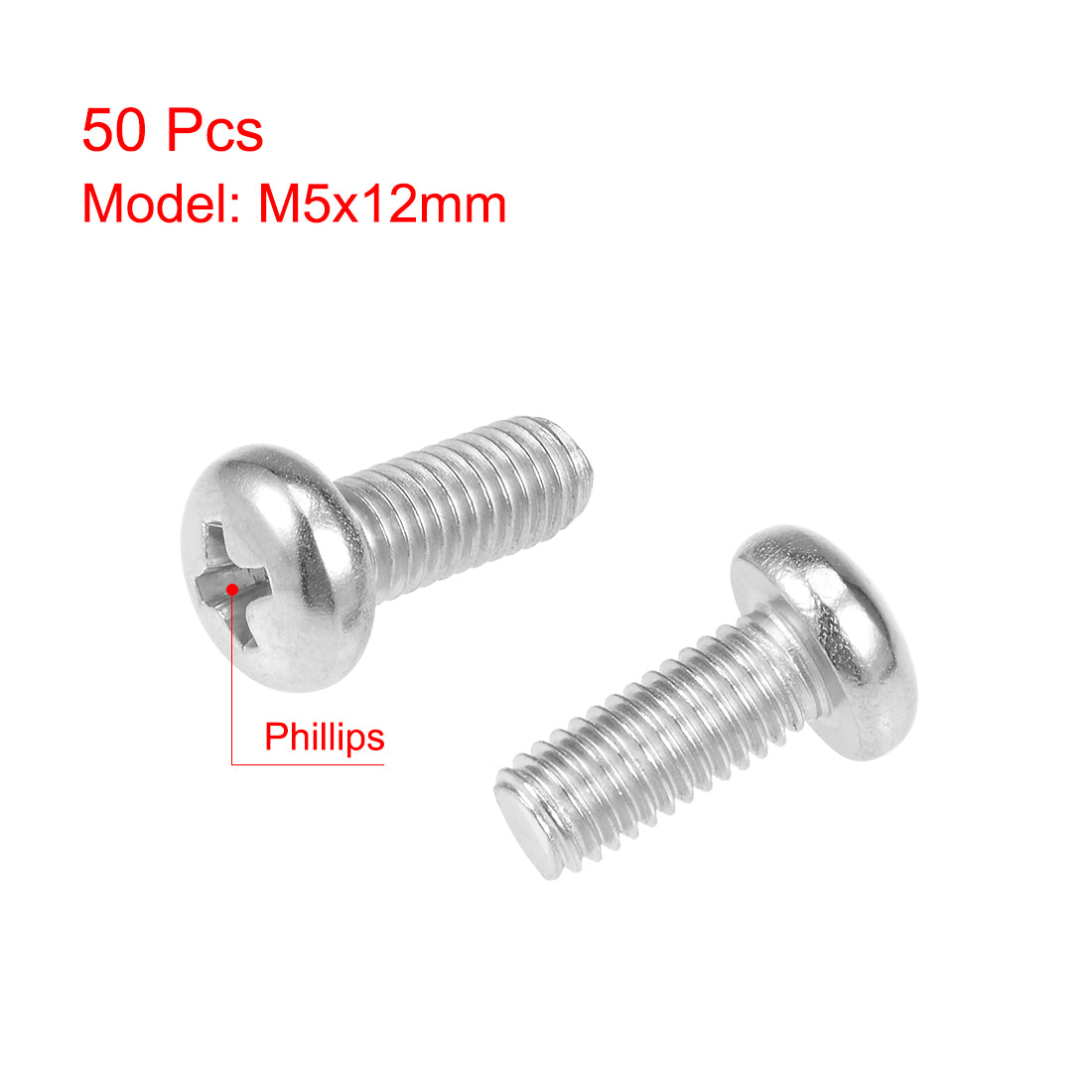 Harfington 50Pcs Stainless Steel Pan Phillips Head Machine Screw