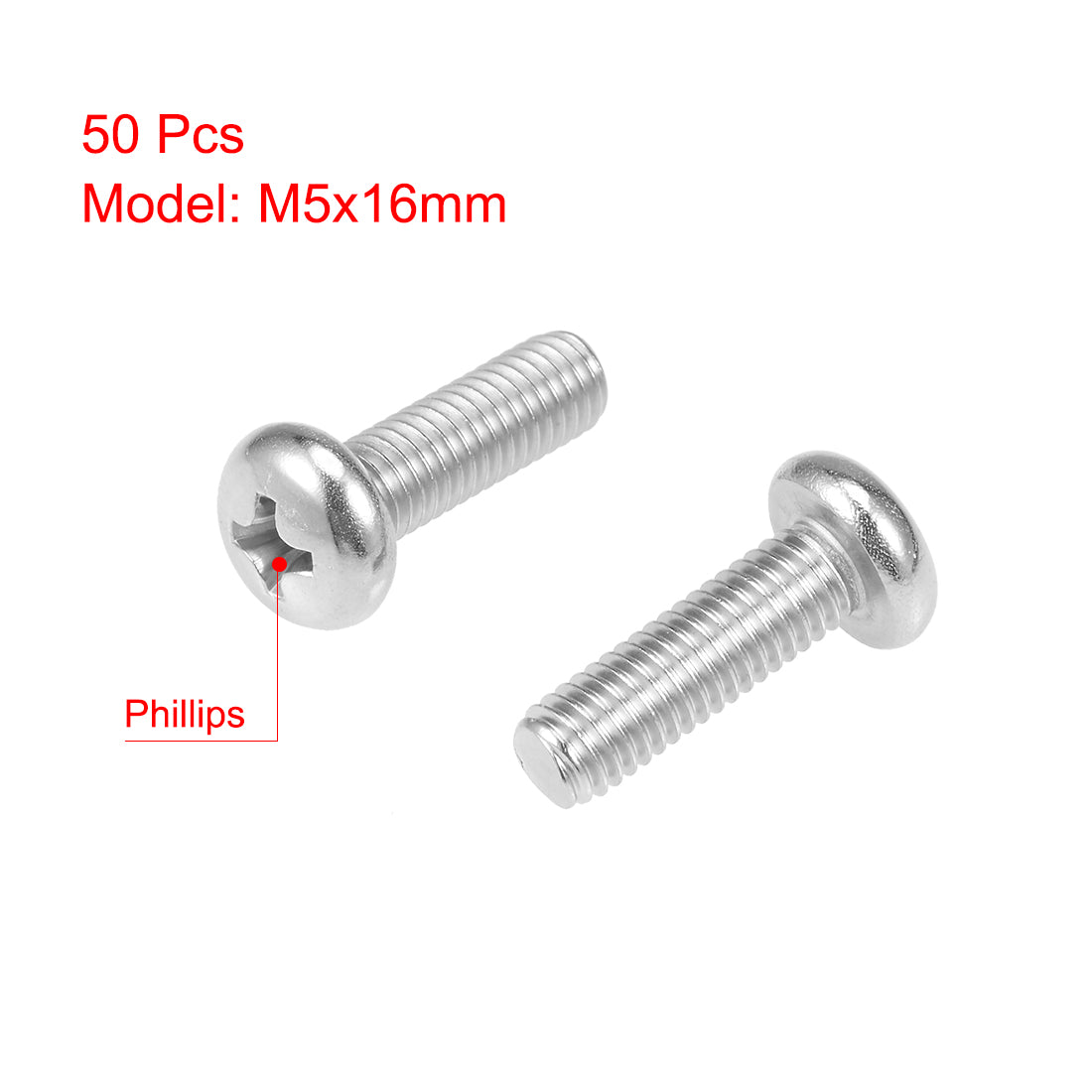 Harfington 50Pcs Stainless Steel Pan Phillips Head Machine Screw