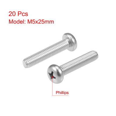 Harfington 20Pcs Stainless Steel Pan Phillips Head Machine Screw