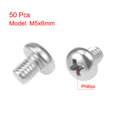 Harfington 50Pcs Stainless Steel Pan Phillips Head Machine Screw