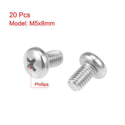 Harfington 20Pcs Stainless Steel Pan Phillips Head Machine Screw