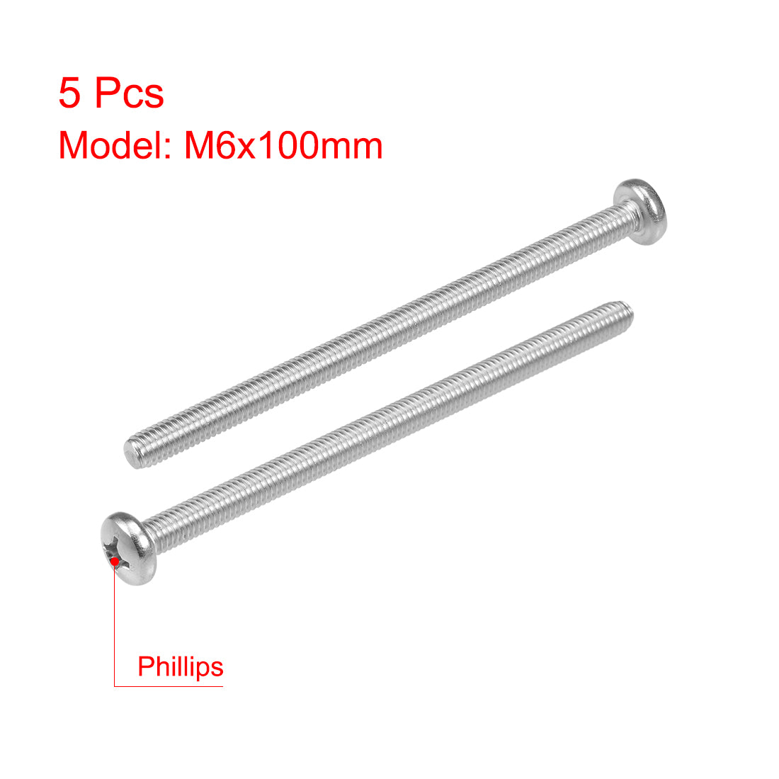 Harfington Machine Screws Pan Phillips Cross Head Screw 304 Stainless Steel Fasteners Bolts, 5Pcs