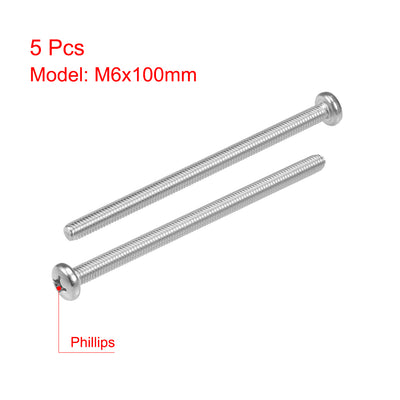 Harfington Machine Screws Pan Phillips Cross Head Screw 304 Stainless Steel Fasteners Bolts, 5Pcs