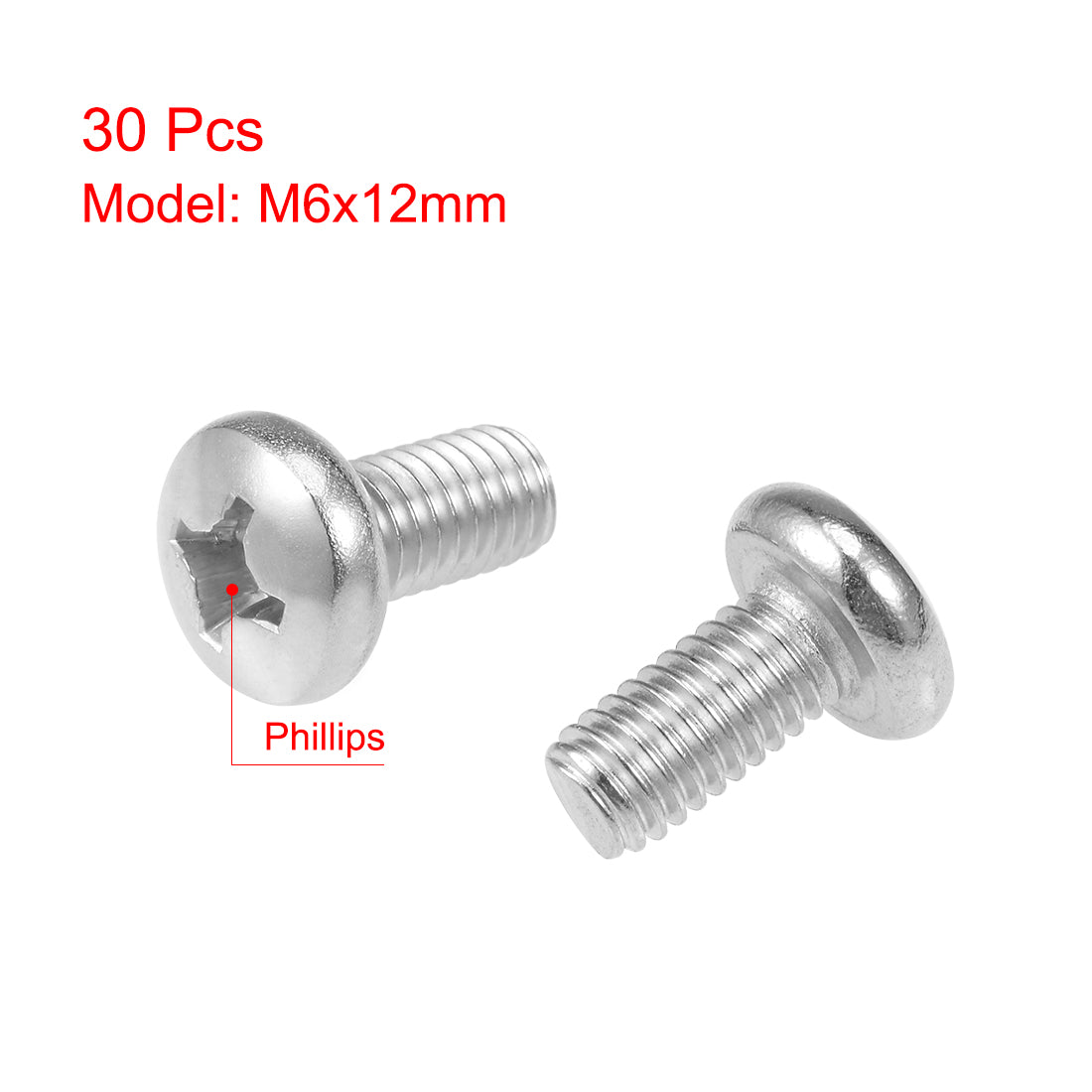 Harfington Machine Screws Pan Phillips Head Screw 304 Stainless Steel Fasteners Bolts 30Pcs