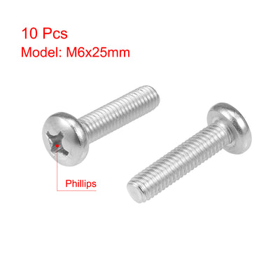 Harfington 10Pcs Stainless Steel Pan Phillips Head Machine Screw