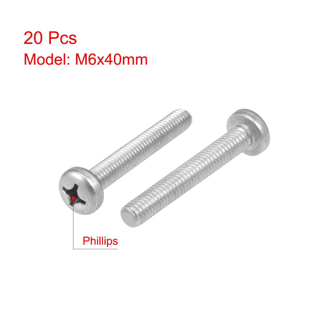 Harfington Machine Screws Pan Phillips Head Screw 304 Stainless Steel Fasteners Bolts 20Pcs