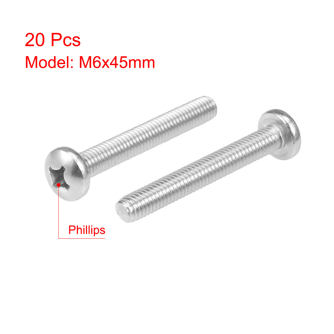 Harfington Machine Screws Pan Phillips Head Screw 304 Stainless Steel Fasteners Bolts 20Pcs
