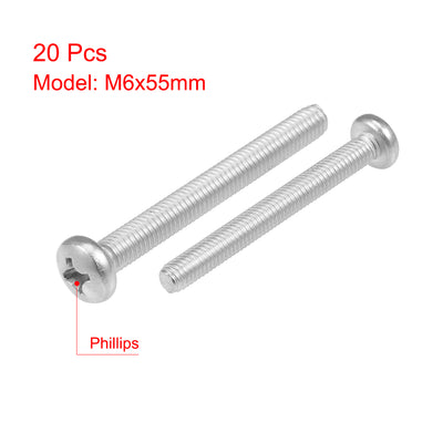 Harfington Machine Screws Pan Phillips Head Screw 304 Stainless Steel Fasteners Bolts 20Pcs