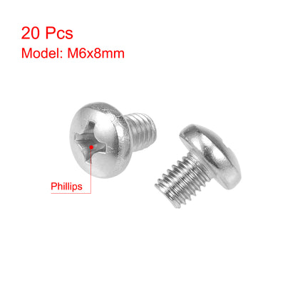 Harfington Machine Screws Pan Phillips Head Screw 304 Stainless Steel Fasteners Bolts 20Pcs