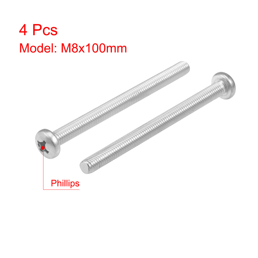 Harfington Machine Screws Pan Phillips Head Screw 304 Stainless Steel Fasteners Bolts 4Pcs