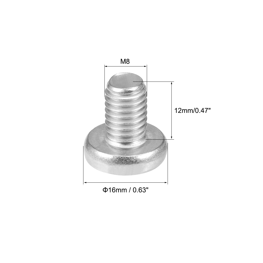 Harfington Machine Screws Pan Phillips Head Screw 304 Stainless Steel Fasteners Bolts 5Pcs