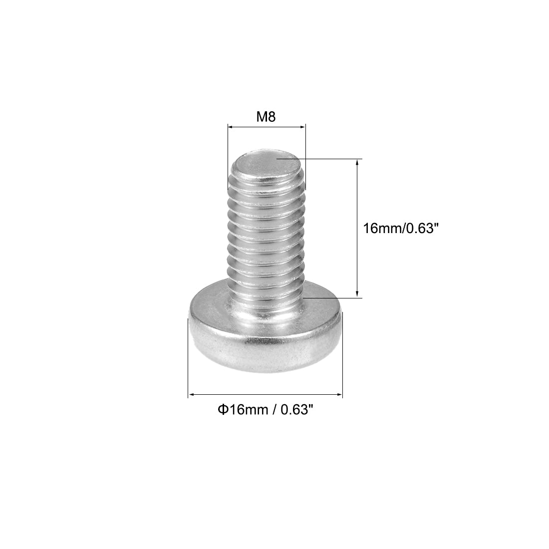 Harfington Machine Screws Pan Phillips Head Screw 304 Stainless Steel Fasteners Bolts 5Pcs