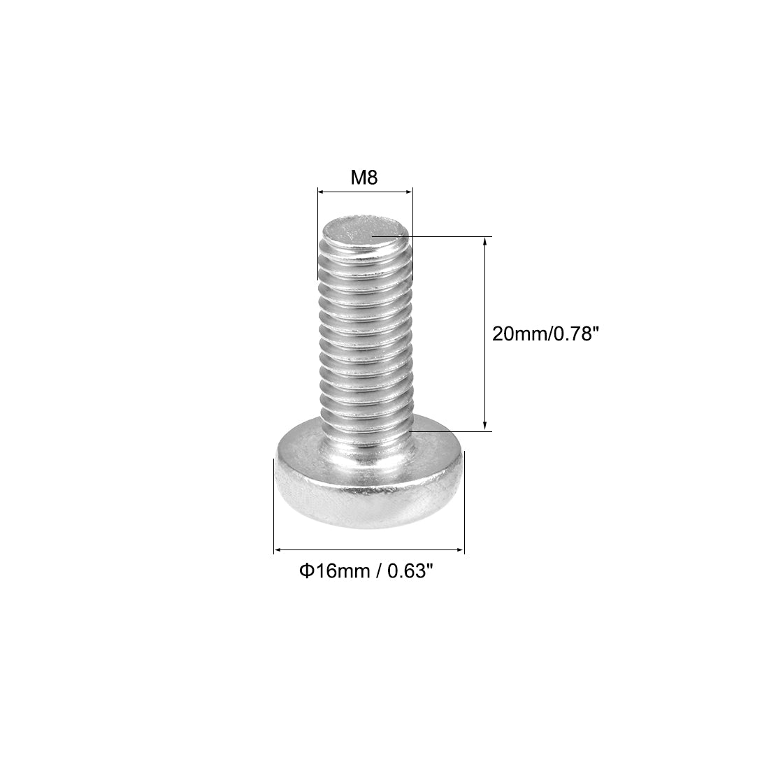 Harfington Machine Screws Pan Phillips Head Screw 304 Stainless Steel Fasteners Bolts 5Pcs
