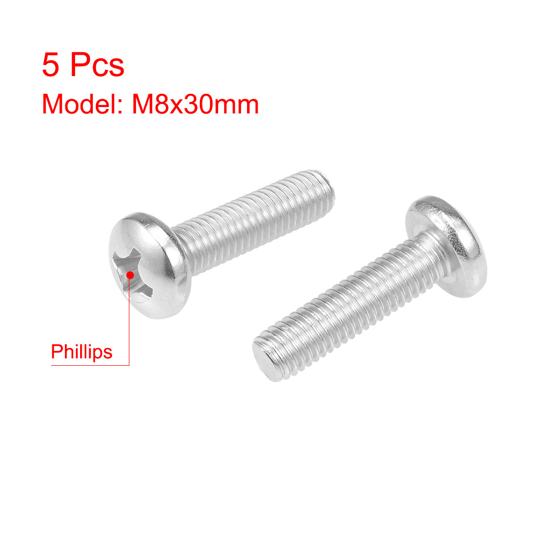 Harfington Machine Screws Pan Phillips Head Screw 304 Stainless Steel Fasteners Bolts 5Pcs