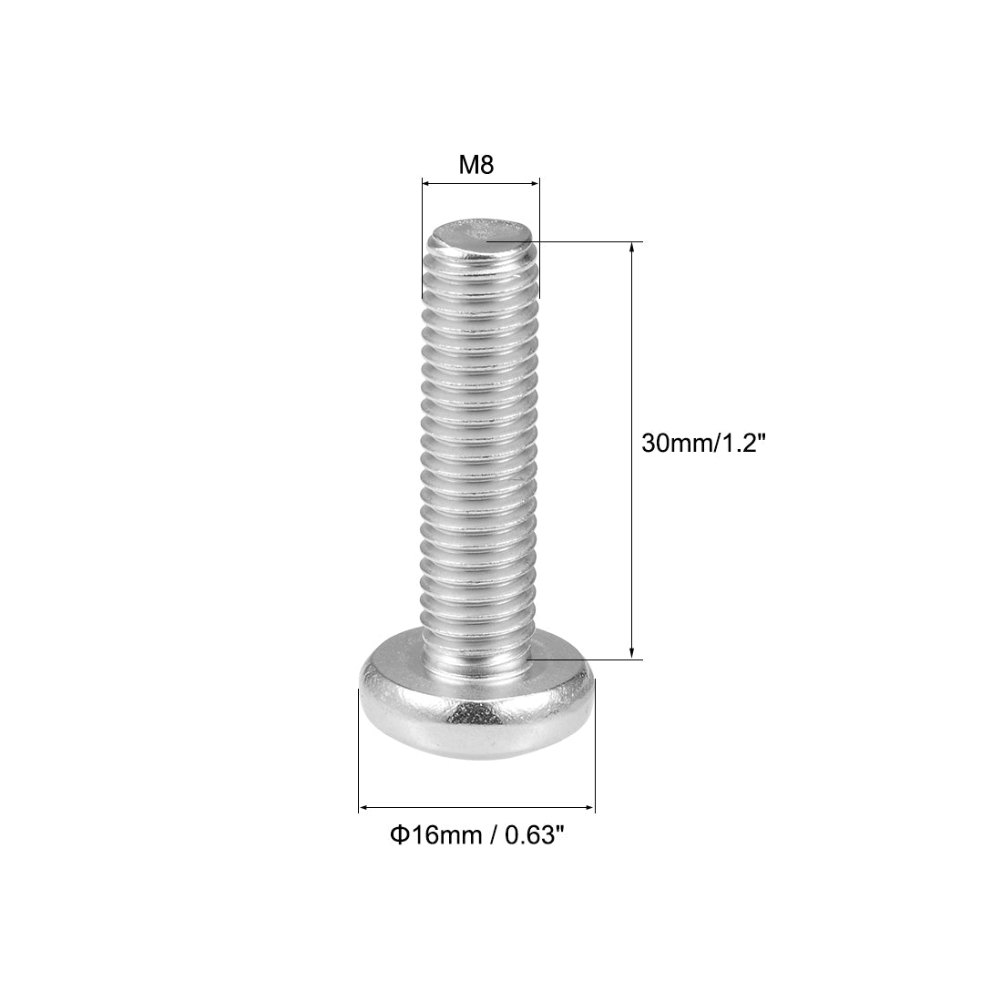 Harfington Machine Screws Pan Phillips Head Screw 304 Stainless Steel Fasteners Bolts 5Pcs