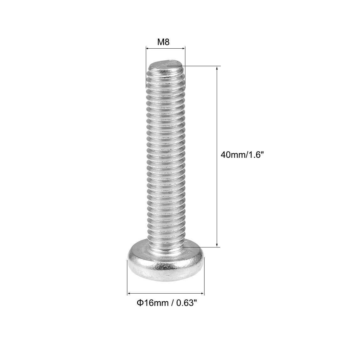 Harfington Machine Screws Pan Phillips Head Screw 304 Stainless Steel Fasteners Bolts 5Pcs