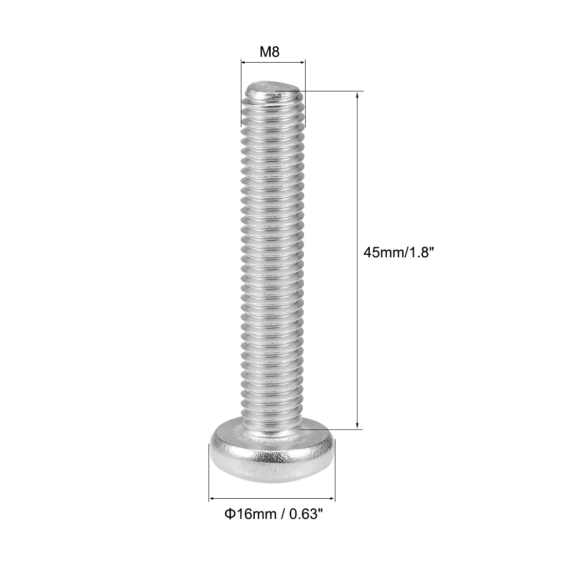 Harfington Machine Screws Pan Phillips Head Screw 304 Stainless Steel Fasteners Bolts 5Pcs