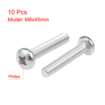 Harfington 10Pcs Stainless Steel Pan Phillips Head Fasteners Bolts
