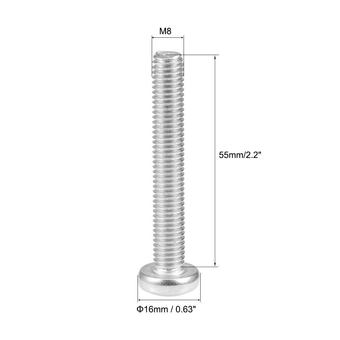 Harfington Machine Screws Pan Phillips Cross Head Screw Stainless Steel Fasteners Bolts 8 Pcs