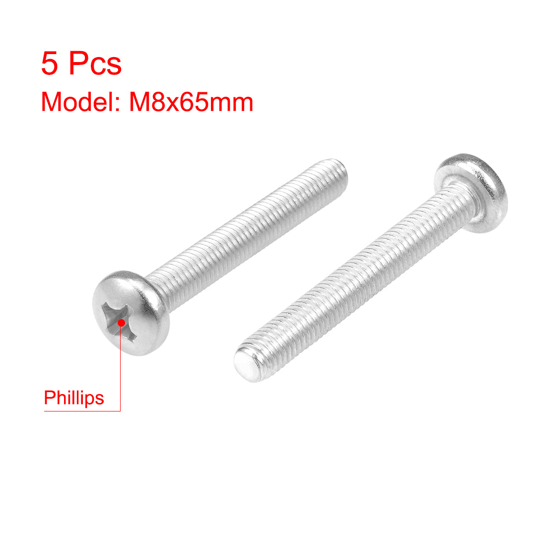 Harfington Machine Screws Pan Phillips Head Screw 304 Stainless Steel Fasteners Bolts 5Pcs