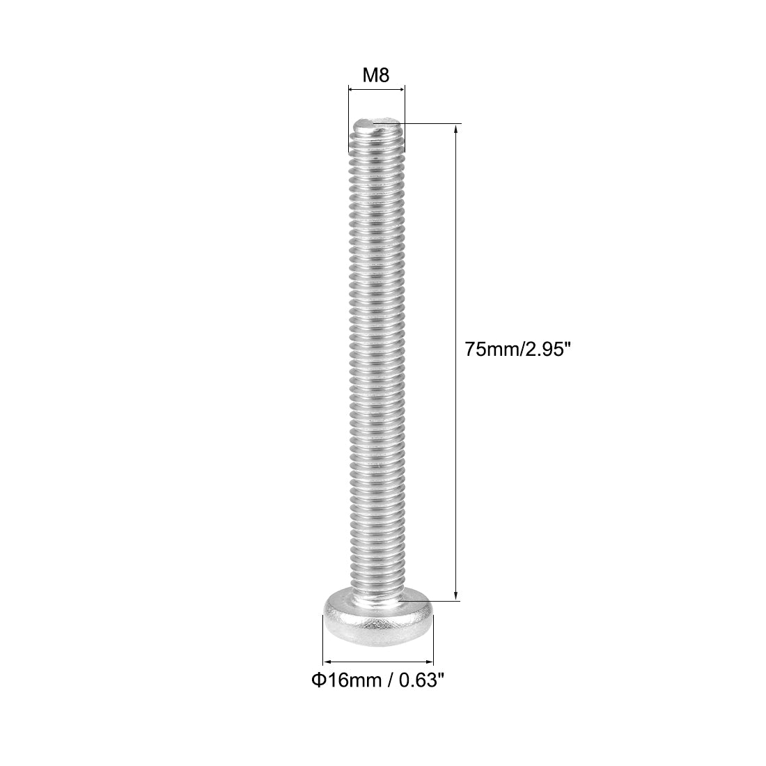 Harfington Machine Screws Pan Phillips Head Screw 304 Stainless Steel Fasteners Bolts 2Pcs