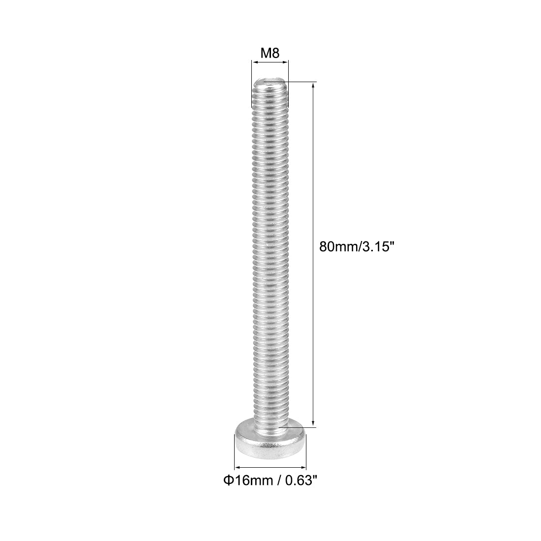 Harfington Machine Screws Pan Phillips Head Screw 304 Stainless Steel Fasteners Bolts 2Pcs
