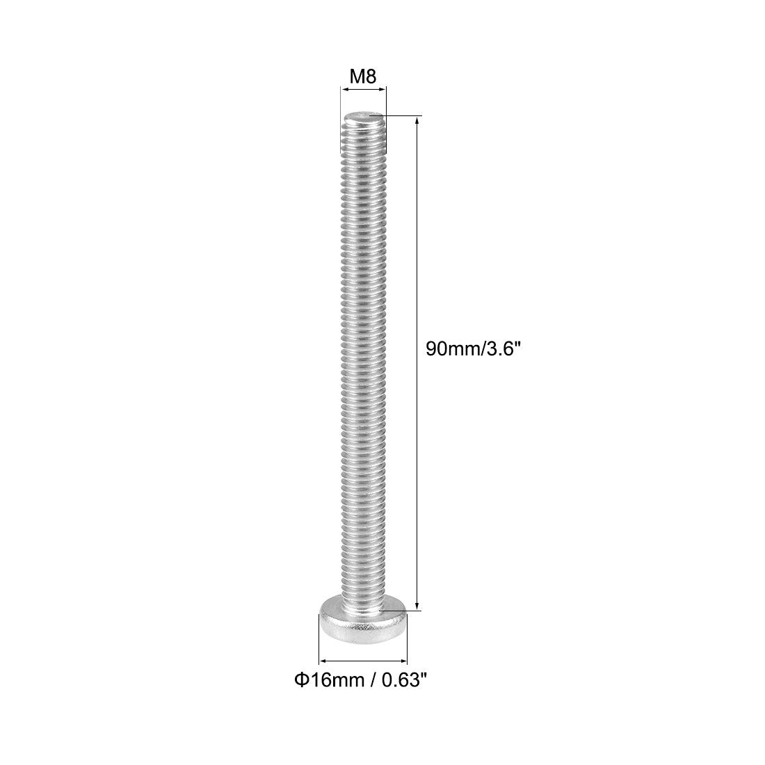 Harfington Machine Screws Pan Phillips Head Screw 304 Stainless Steel Fasteners Bolts 2Pcs