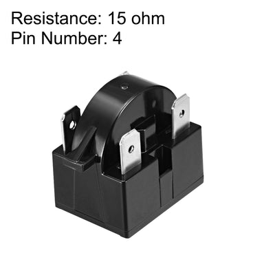 Harfington 15 Ohm 4 Pin Refrigerator  Starter Relay Black