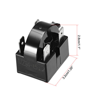 Harfington 15 Ohm 4 Pin Refrigerator  Starter Relay Black