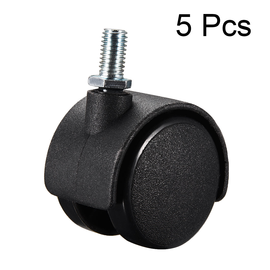 Harfington Furniture Casters 1.6 Inch Nylon M8 x 15mm Threaded Stem Swivel Caster Wheels, 33lb Capacity Each Wheel, 5 Pcs