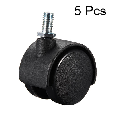 Harfington Furniture Casters 1.6 Inch Nylon M8 x 15mm Threaded Stem Swivel Caster Wheels, 33lb Capacity Each Wheel, 5 Pcs
