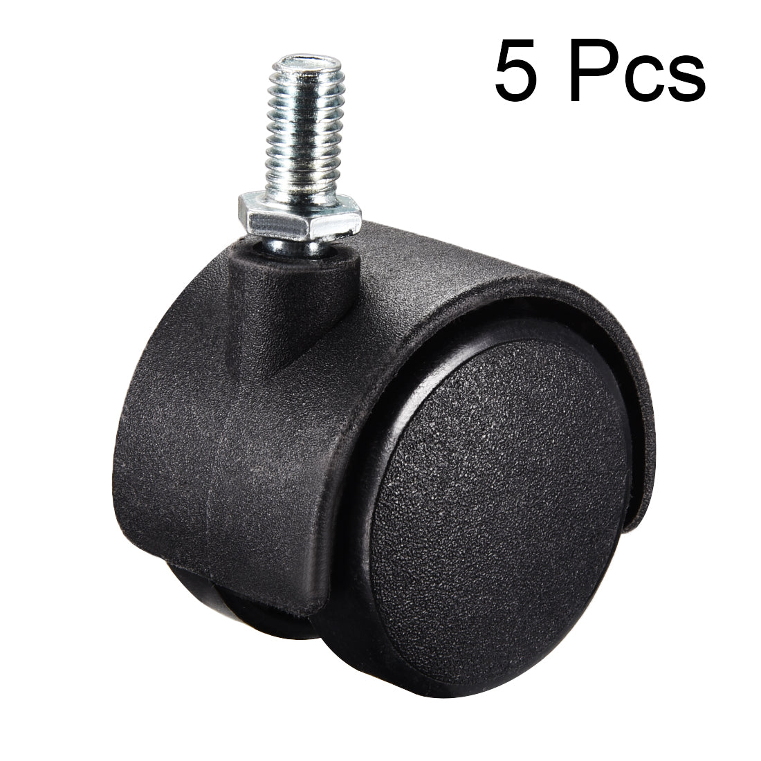 Harfington Furniture Casters 1.5 Inch Nylon M8 x 15mm Threaded Stem Swivel Caster Wheels with Brake, 33lb Capacity Each Wheel, 5 Pcs