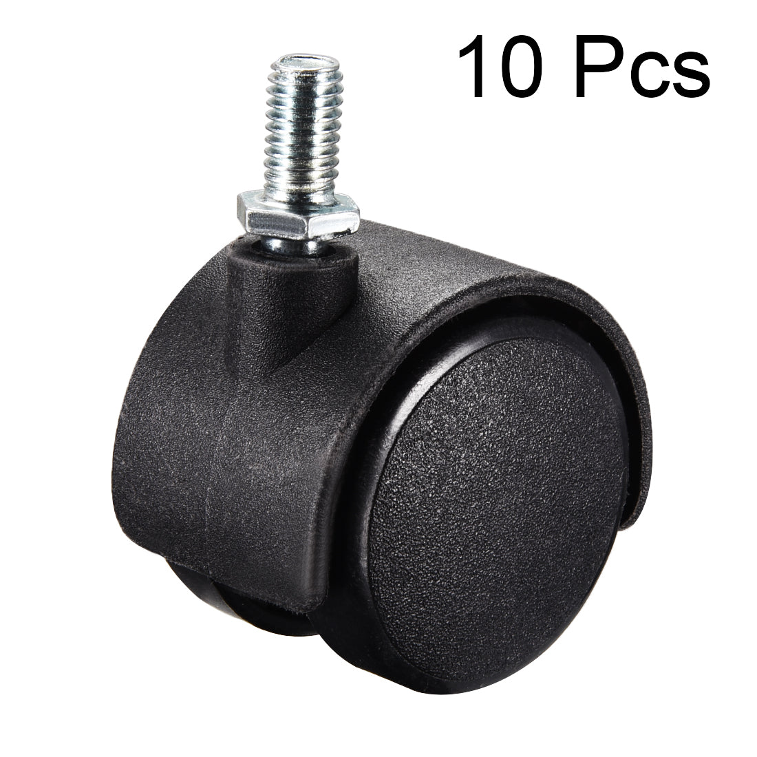 Harfington Furniture Casters 1.5 Inch Nylon M8 x 15mm Threaded Stem Swivel Caster Wheels with Brake, 33lb Capacity Each Wheel, 10 Pcs