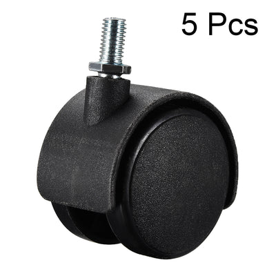 Harfington Furniture Casters 2 Inch Nylon M8 x 15mm Threaded Stem Swivel Caster Wheels, 38lb Capacity Each Wheel, 5 Pcs
