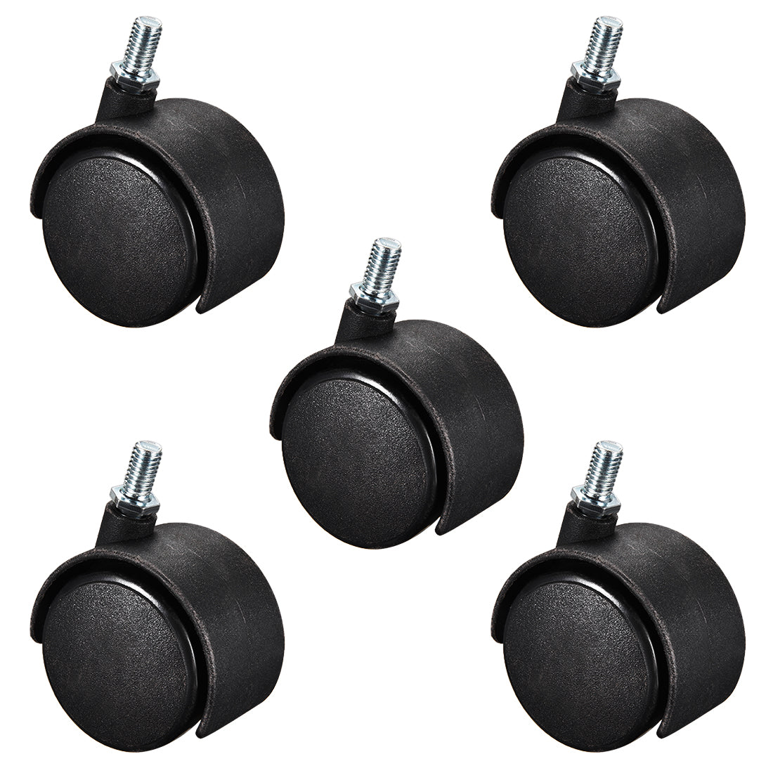 Harfington Furniture Casters 2 Inch Nylon M8 x 15mm Threaded Stem Swivel Caster Wheels, 38lb Capacity Each Wheel, 5 Pcs