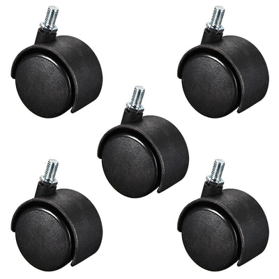 Harfington Furniture Casters 2 Inch Nylon M8 x 15mm Threaded Stem Swivel Caster Wheels, 38lb Capacity Each Wheel, 5 Pcs