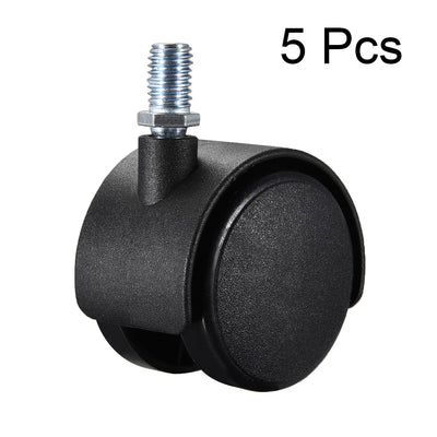 Harfington Furniture Casters 2 Inch Nylon M10 x 15mm Threaded Stem Swivel Caster Wheels, 38lb Capacity Each Wheel, 5 Pcs